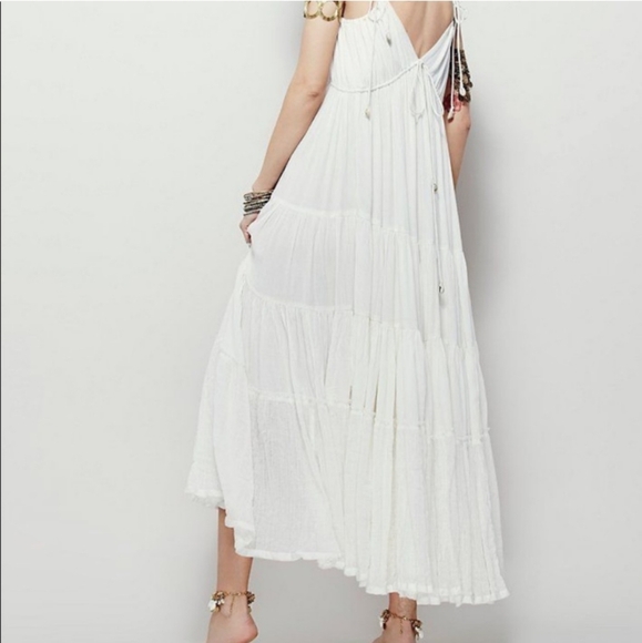 Free People Cosmico Maxi Endless Summer V Neck Sleeveless Dress Gauze Off White - Picture 2 of 8